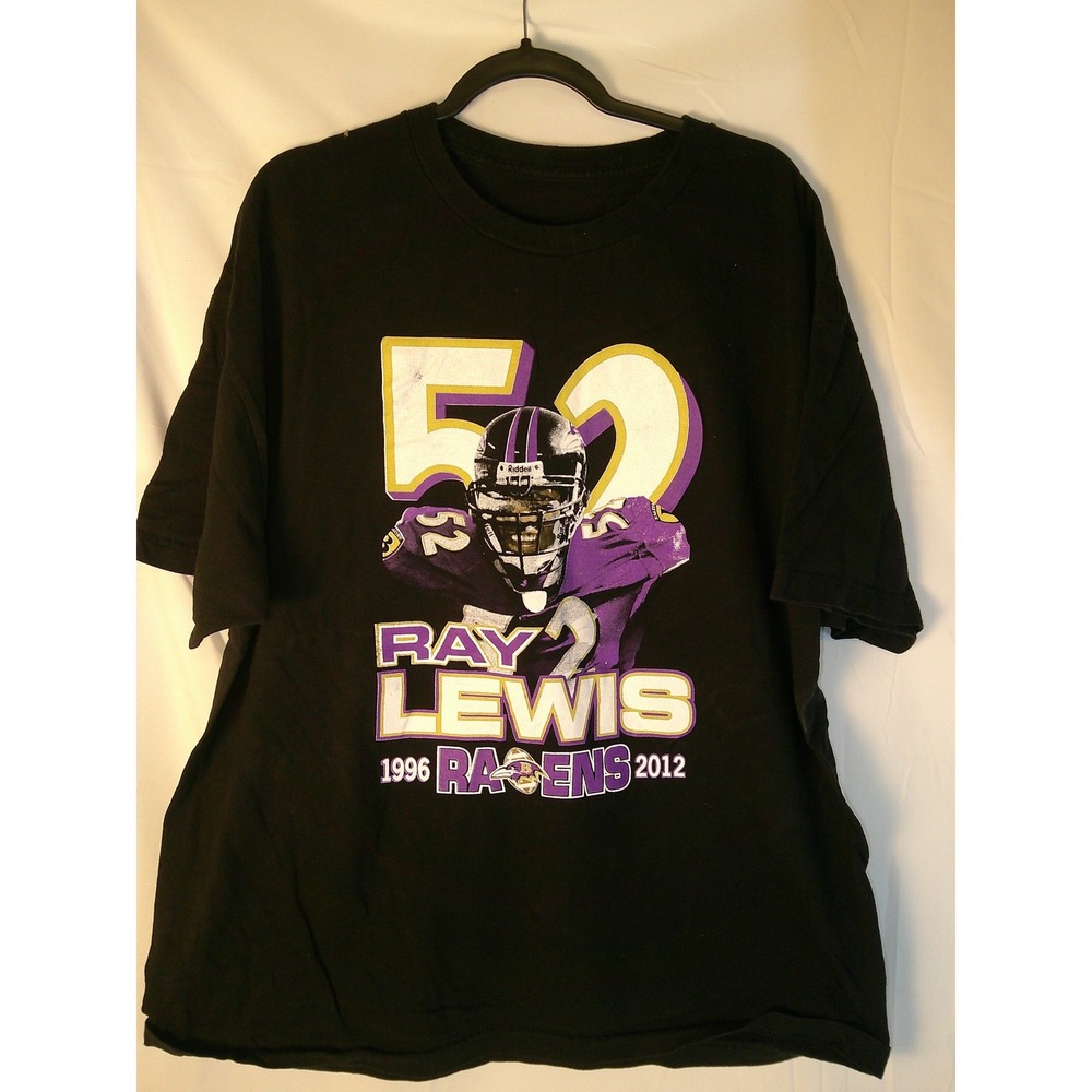 Rare Vintage Ray Lewis Baltimore Ravens 52‎ T Shirt 1996 2012 Mens Black XL